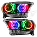 2011-2013 Dodge Durango Pre-Assembled Halo Headlights Non-HID - Black Housing with ColorSHIFT LED halo rings.