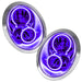2005-2008 Mini Cooper/S Pre-Assembled Halo Headlights with purple LED halo rings.