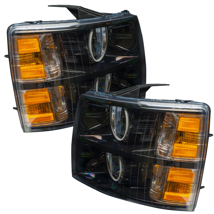 2007-2013 Chevrolet Silverado Pre-Assembled Halo Headlights - Black Housing