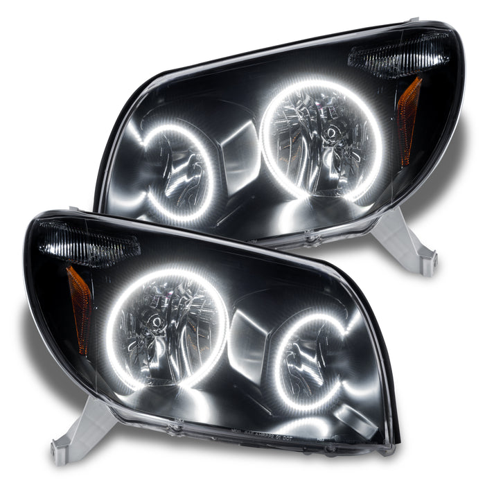 2003-2005 Toyota 4-Runner Pre-Assembled Halo Headlights - Black Housing - Non HID with white halos.