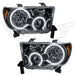 2007-2013 Toyota Tundra Pre-Assembled Halo Headlights - Black Housing with white LED halo rings.