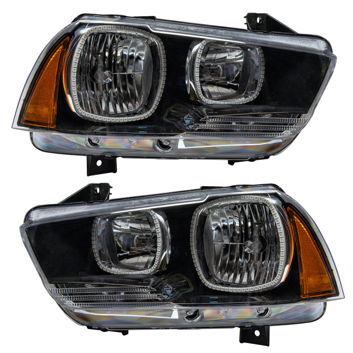 ORACLE Lighting 2011-2014 Dodge Charger Pre-Assembled Halo Headlights - Non HID - Black Housing