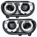 2008-2014 Dodge Challenger Pre-Assembled Headlights - HID with white LED halo rings.