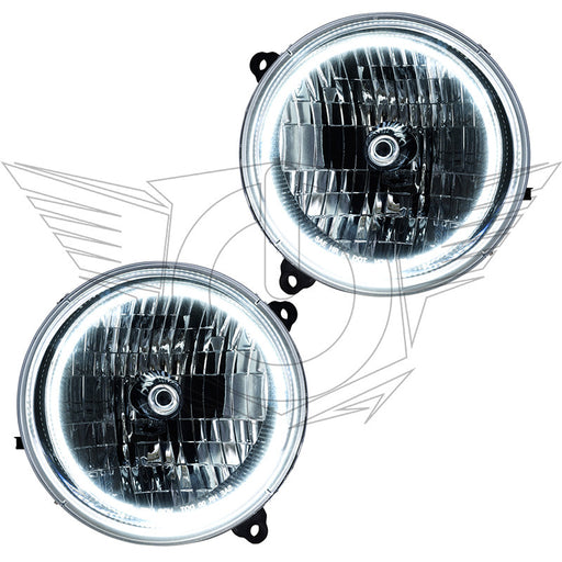2005-2007 Jeep Liberty Pre-Assembled Halo Headlights with white LED halo rings.