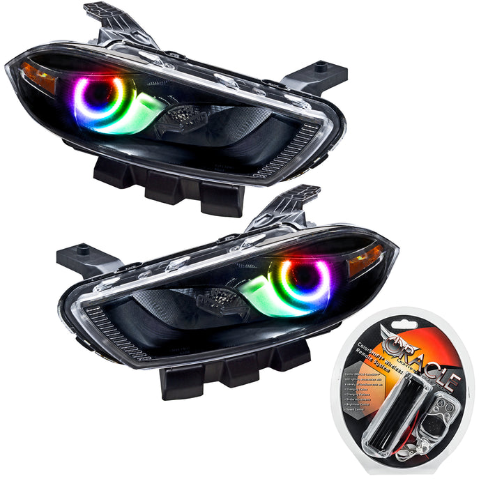 2013-2014 Dodge Dart Pre-Assembled Headlights - Black Housing (HID Style) with RF Controller.