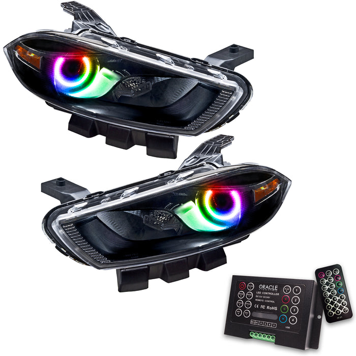2013-2014 Dodge Dart Pre-Assembled Headlights - Black Housing (HID Style) with 2.0 Controller.