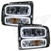 Ford Excursion headlights with white LED halo rings.