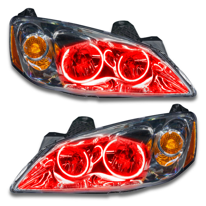 2005-2010 Pontiac G6 Pre-Assembled Headlights with red LED halo rings.