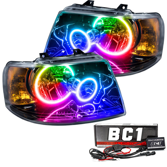 2003-2006 Ford Expedition Pre-Assembled Halo Headlights - Black Housing with BC1 Controller.