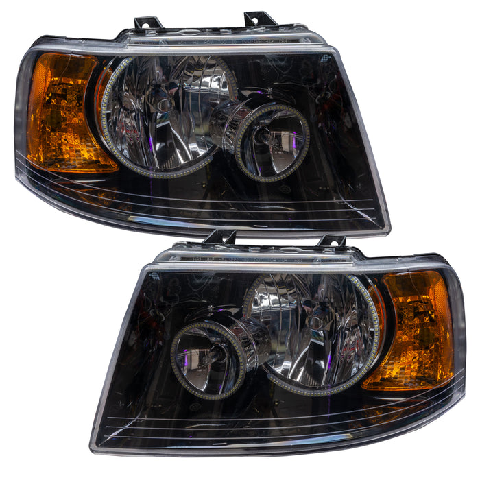 2003-2006 Ford Expedition Pre-Assembled Halo Headlights - Black Housing