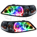 Lincoln Town Car headlights with ColorSHIFT LED halo rings.
