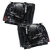 Rear view of 2005-2007 Ford F-250/F-350 Super Duty Pre-Assembled Halo Headlights - Black Housing