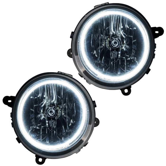 2007-2016 Jeep Patriot Pre-Assembled Halo Headlights with white LED halo rings.