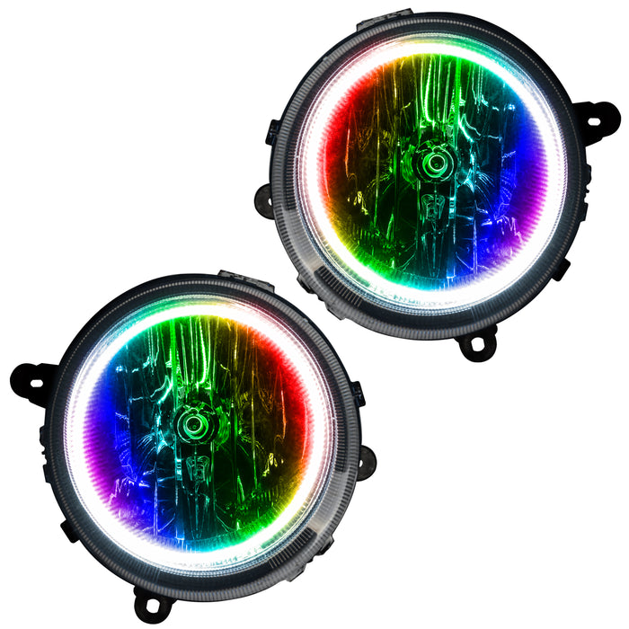 2007-2016 Jeep Patriot Pre-Assembled Halo Headlights with ColorSHIFT LED halo rings.