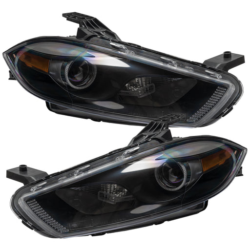 2013-2016 Dodge Dart Pre-Assembled Halo Headlights - Black Housing (Halogen Style)