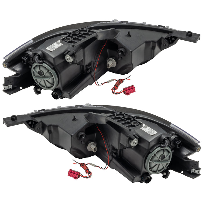 Rear view of 2013-2016 Dodge Dart Pre-Assembled Halo Headlights - Black Housing (Halogen Style)