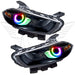 2013-2014 Dodge Dart Pre-Assembled Headlights - Black Housing (HID Style) with ColorSHIFT LED halo rings.
