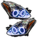 Nissan Altima headlights with white LED halo rings.