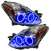 2010-2012 Nissan Altima Coupe Pre-Assembled Halo Headlights with blue LED halo rings.