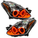 2010-2012 Nissan Altima Coupe Pre-Assembled Halo Headlights with red LED halo rings.
