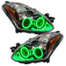 2010-2012 Nissan Altima Coupe Pre-Assembled Halo Headlights with green LED halo rings.