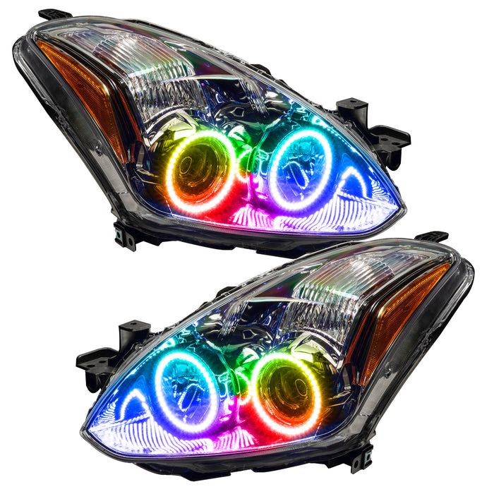 Nissan Altima headlights with ColorSHIFT LED halo rings.