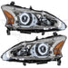 2013-2015 Nissan Altima Sedan Pre-Assembled Halo Headlights - (Halogen) with white LED halo rings.