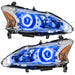 2013-2015 Nissan Altima Sedan Pre-Assembled Halo Headlights - (Halogen) with blue LED halo rings.