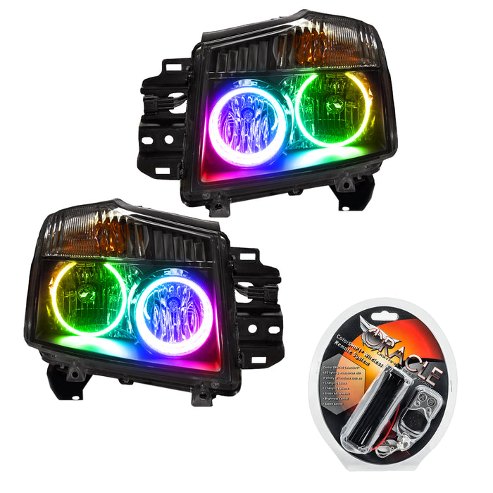 2008-2015 Nissan Titan Pre-Assembled Halo Headlights with RF Controller.