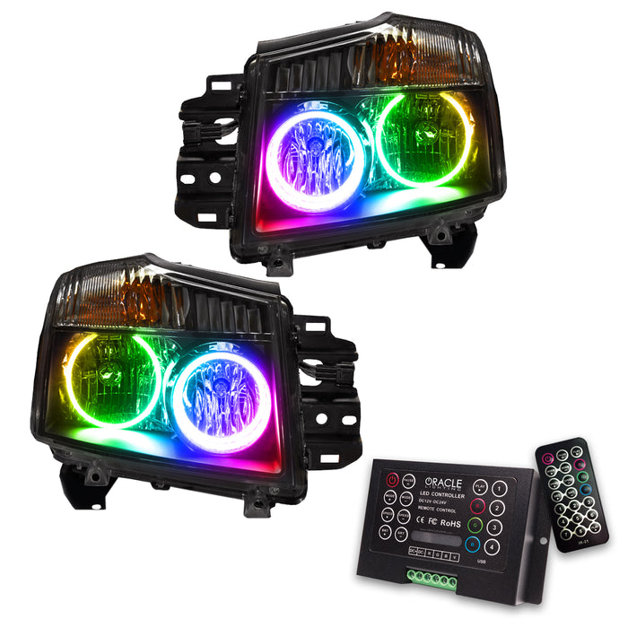 2008-2015 Nissan Titan Pre-Assembled Halo Headlights with 2.0 Controller.