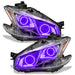 Nissan Maxima headlights with purple LED halo rings.