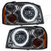 2001-2004 Nissan Frontier Pre-Assembled Halo Headlights with white LED halo rings.