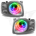 2002-2004 Nissan Xterra SE Pre-Assembled Halo Headlights with rainbow LED halo rings.