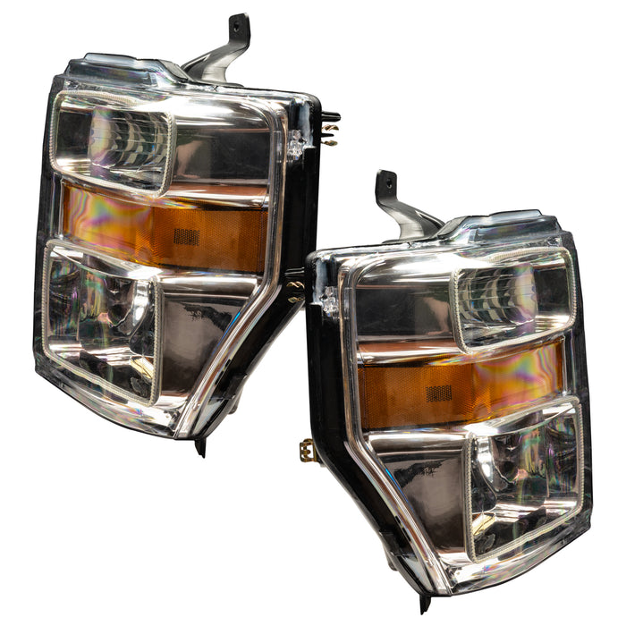 Black LED Halo Projector Headlights For 2008-2010 Ford F250/F350 Super Duty – Pair