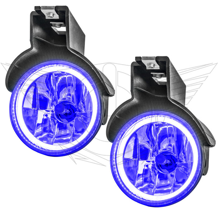 1997-2000 Dodge Durango Pre-Assembled Fog Lights with purple LED halo rings.