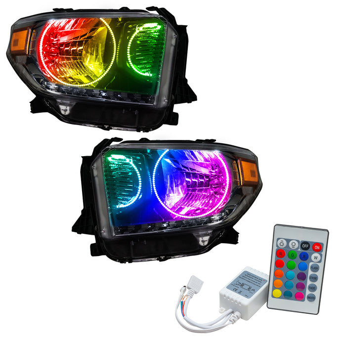 Toyota tundra pre-assembled headlights with colorshift halos and simple controller