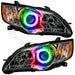 Subaru Legacy headlights with rainbow halos.