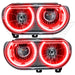 2008-2014 Dodge Challenger Pre-Assembled Halo Headlights - Non HID - Chrome with red LED halo rings.