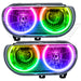 2008-2014 Dodge Challenger Pre-Assembled Halo Headlights - Non HID - Chrome with ColorSHIFT LED halo rings.