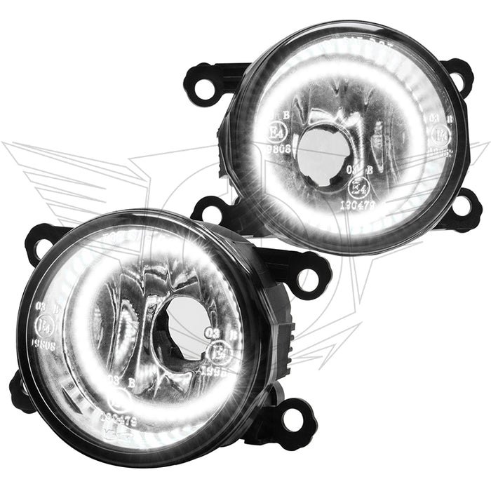 2005-2017 Nissan Frontier Pre-Assembled Halo Fog Lights - (Chrome Bumper) with white halo rings.