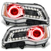 2011-2014 Chrysler 300C NON HID Pre-Assembled Halo Headlights - Chrome Housing with red halo rings.