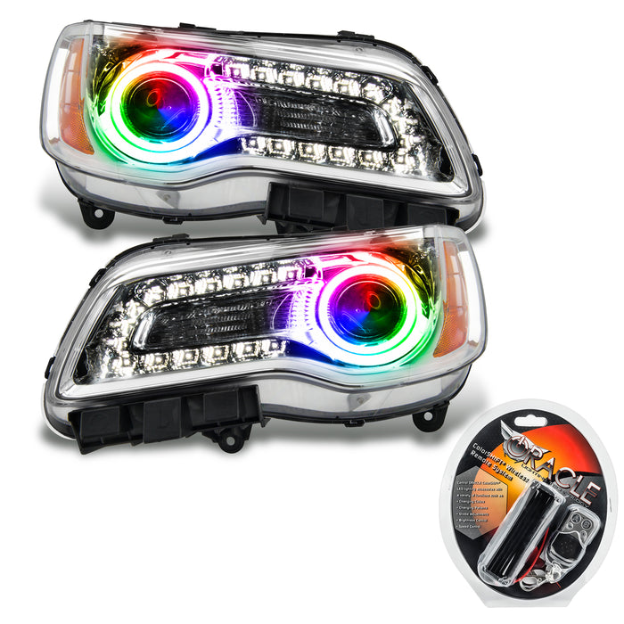 2011-2014 Chrysler 300C NON HID Pre-Assembled Halo Headlights - Chrome Housing with RF Controller.