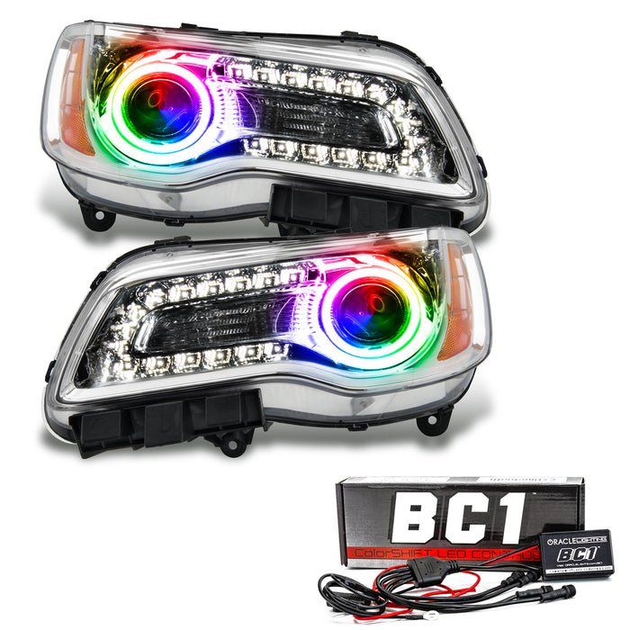 2011-2014 Chrysler 300C NON HID Pre-Assembled Halo Headlights - Chrome Housing with BC1 Controller.