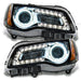 Chrysler 300C Pre-Assembled Headlights with white halo rings.