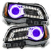Chrysler 300C Pre-Assembled Headlights with blue halo rings.
