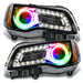 Chrysler 300C Pre-Assembled Headlights with rainbow halo rings.
