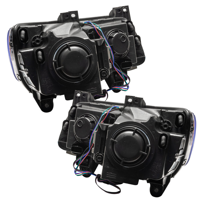 Rear view of 2011-2014 Chrysler 300C NON HID Pre-Assembled Headlights - Black Housing - ColorSHIFT DRL
