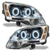 2008-2012 GMC Acadia Pre-Assembled Halo Headlights with white halo rings.