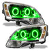 2008-2012 GMC Acadia Pre-Assembled Halo Headlights with green halo rings.