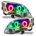 2008-2012 GMC Acadia Pre-Assembled Halo Headlights with rainbow halo rings.